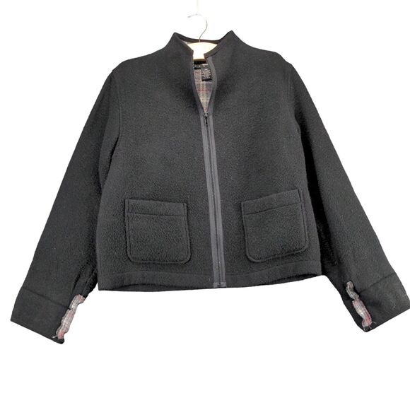 Norton Studio Petites Womens Wool Blend Full Zip Jacket SZ PM Black Plaid Lined - Picture 1 of 12